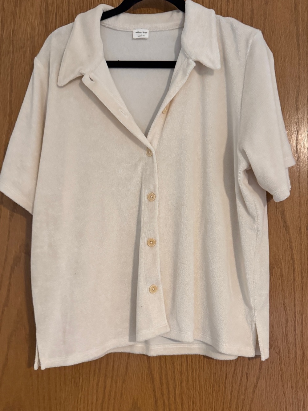 Wilfred Terry Cream Short-Sleeve Button-Down Shirt